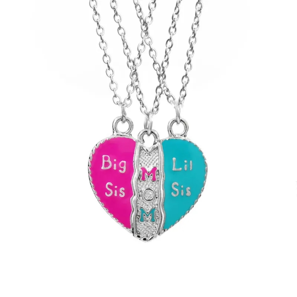 3pcs Pairable Charm Necklace Pattern Of Family Member Pendant